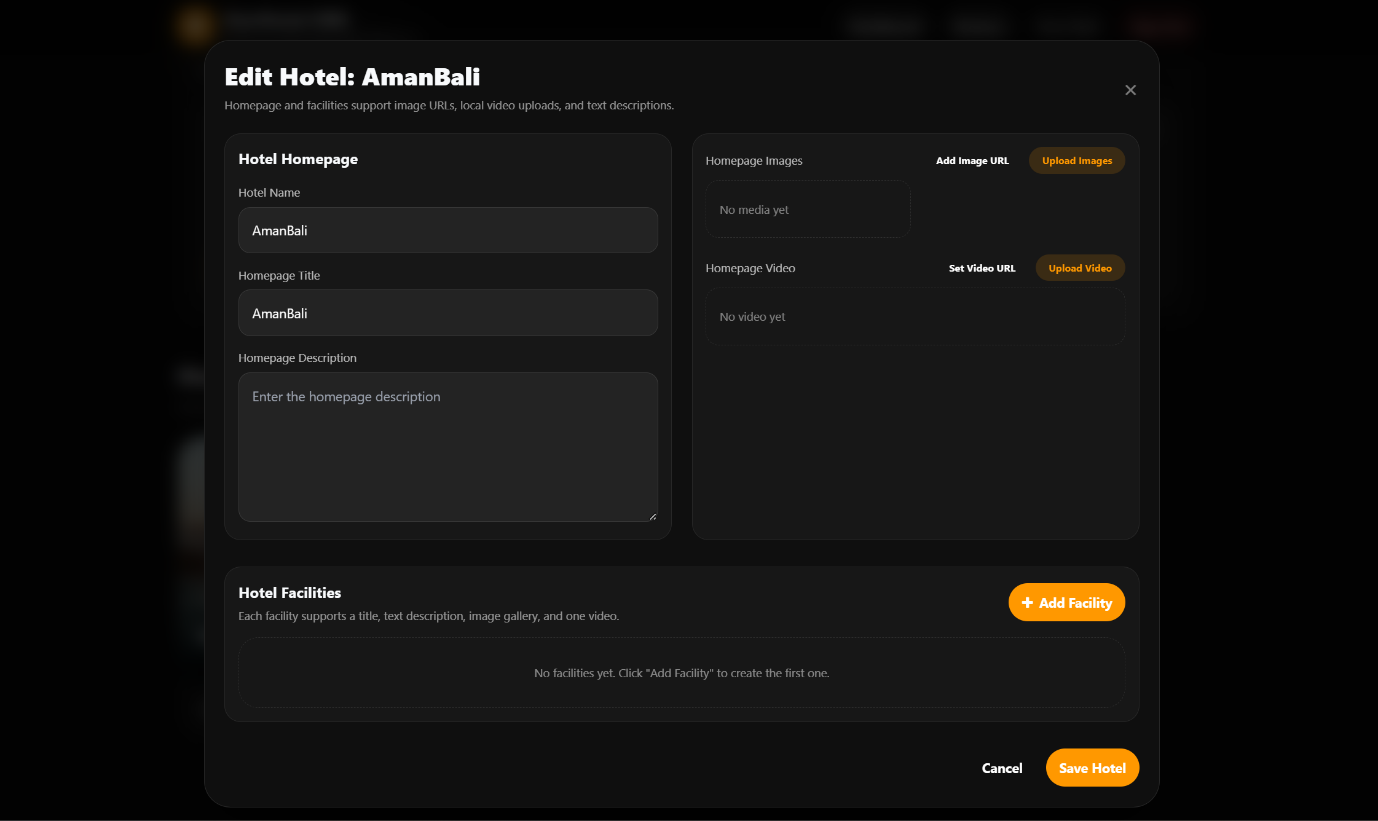 Hotel showcase page example